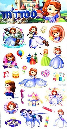 5 Bögen Cartoon Zeichentrick Prinzessin Tattoos Fake Tattoos Geschenk für Kinder - 2