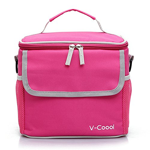 Moin®Protable Insulated Water-Proof Lining Lunch Box Bag Cooler Tote Travel Picnic Bag 22.5*16.5*20.5cm Candy Color Rose