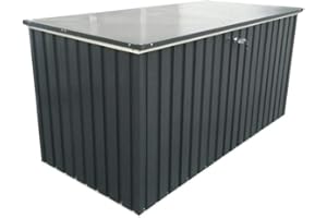 Duramax DH 1.9 (1450 L) Coffre de Rangement de jardin en métal avec vérin à gaz hydraulique, coffre de terrasse et rangement de meubles de jardin, Boîte de rangement coussins, anthracite