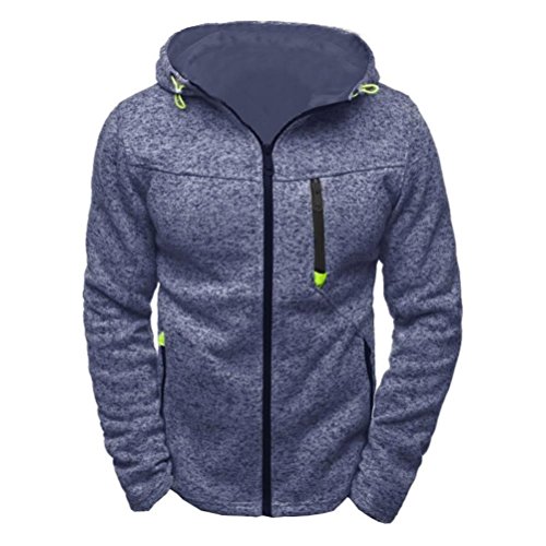 Preisvergleich Produktbild Sannysis Herren Kapuzenpulli Reißverschluss Slim Fit Kapuzenpullover Sweatshirts Pullover Mantel Jacke (M, Blau)