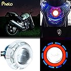 Pivalo High Intensity Projector Lamp Headlight with Stylish Dual Ring COB LED Angel Eye Rings for Cars, Bikes and SUVs (Blue & Red)