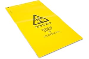 Reliance Medical | Clinical Waste Sack With Adhesive Strip To Identify And Highlight Hazardous Waste - Color Yellow - 30cm x 20cm Lenght x Width - (Pack of 50)