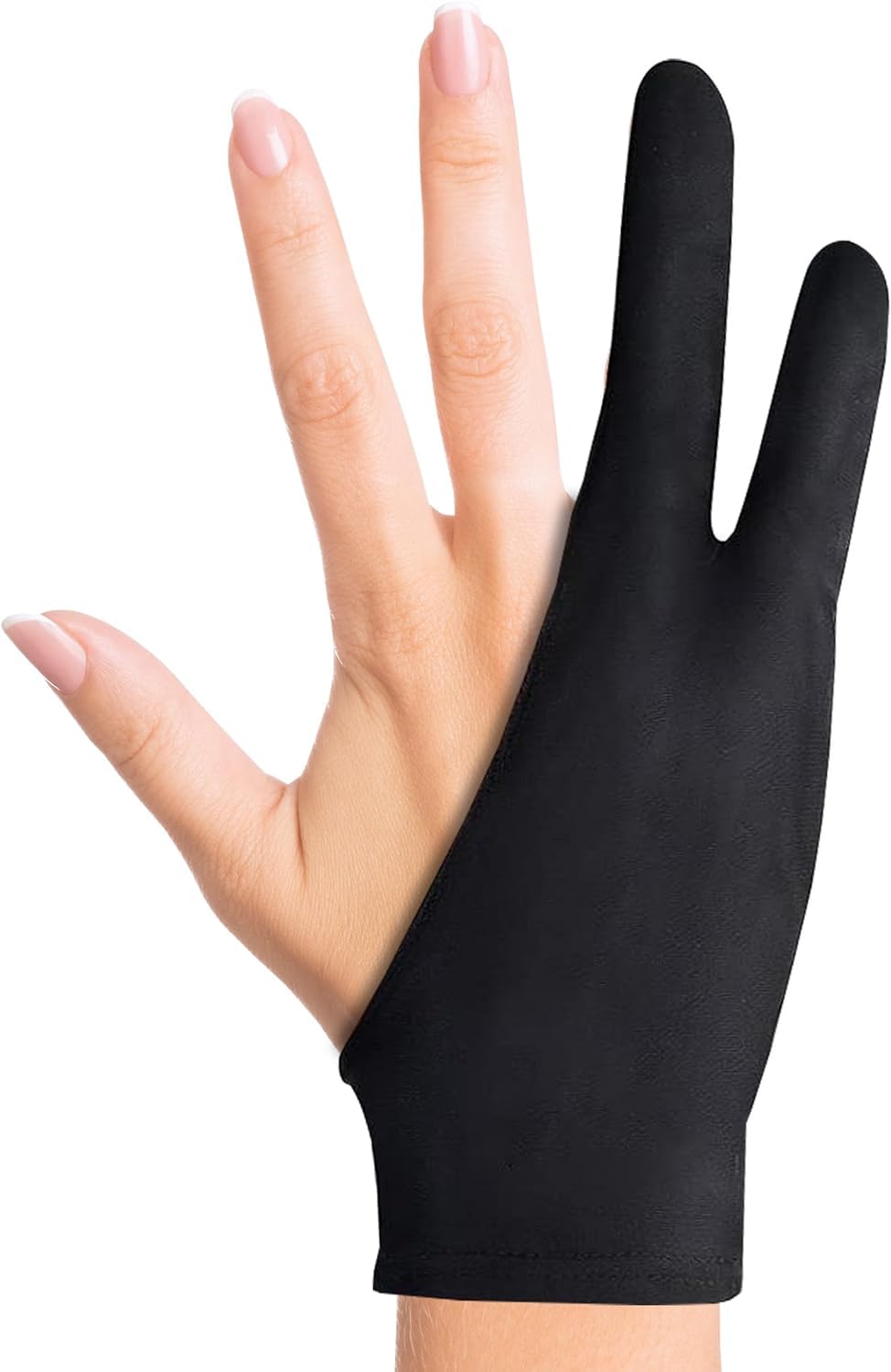 Worison Artist Two-Finger Glove for Pencil Sketching, Watercolours Painting and Graphics Drawing Tablet 1pc (Free Size), Black