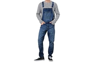 GENERICO 2024 Salopette da Uomo Jeans in Denim Casual Taglie Forti Cotone Pantaloni Strappati Uomo in Tinta Unita Salopette Uomo Jeans Slim Fit con tasche Moda multi tasche Jumpsuit da Lavoro con Bretelle
