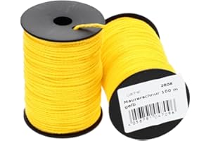 GARPET Línea de albañil, línea de guía, línea de pavimentación, línea de colocación, línea de plomada, línea de construcción, 100 m, 2 mm, amarillo