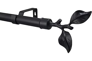 YHO Extendable Curtain Pole Silver Chrome Metal Curtain Pole Set 28mm Includes Finials, Brackets & Fittings. Brass, Copper & Black (1.2m - 2m Extendable, Tallinn Matt Black)