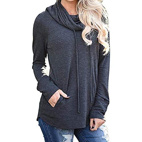 Preisvergleich Produktbild Sannysis Damen Pullover Langarmshirt Elegant Langarm Cowl Neck Casual Sweatshirt Tops mit Taschen Tops Bluse