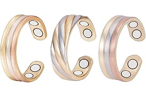 WOLLET 3 x gesunde magnetische Kupferringe für Arthritis für Frauen, Geschenk für Frauen, Mutter, Frau, Schmuck, beste natürliche Schmerzlinderung, dreifarbig verstellbar