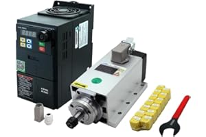 LCRHLCNC CNC Spindle Motor 2.2 kW, 2200 W, 220 V, 400 Hz, 24000 rpm, Air-Cooled Spindle with 2.2 kW HS320 VFD+15 Pliers ER20 Pieces (1-13 mm) + ER20A Wrench