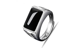 Chereda Black Agate Ring Men's Opening Adjustable Ring Fashion Men Jewelry Cupronickel Geometric Ring