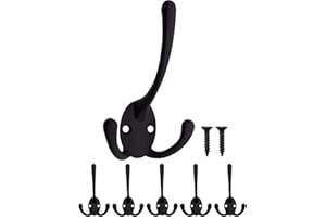 Fuxxer Lot de 5 crochets muraux classiques pour vêtements - Design vintage - Noir