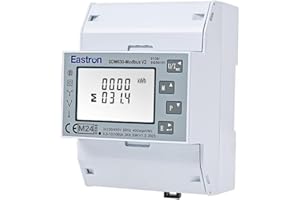 EASTRON SDM630 Modbus Trifásica, Medidor de Energía Eléctrica,100 Amp kWh DIN-Rail Power Meter, Pulsmeter Modbus RS485 RTU. Pantalla táctil LCD digital con retroiluminación. Certificado MID/calibrado