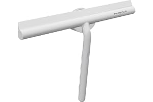 Minismus - Tergivetro per doccia, bagno, piastrelle, specchi, finestre, supporto magnetico senza forature, autoadesivo, design moderno, 28 cm (Bianco)