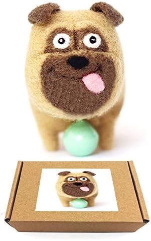Feltsky Pug Needle Felting Kits for Beginners Merino Wool Roving with Video Dog Felting Kits 4x6x8cm