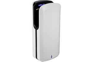 DRYFLOW High Speed Jet Force Junior Blade Hand Dryer, Quiet Eco Electric Hand Dryer, IP23 Wall Mounted (White/Black)