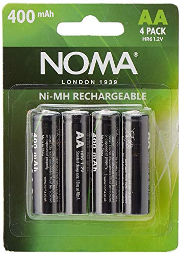 Baterías recargables Noma AA, 400 mAh, tamaño único, 4 piezas