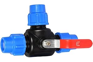 CHJIEJIE 3-Wege PP-Fitting, Klemmverbinder, Hebelgriff,Kugelhahn für PE-Rohr (25mm, T-Stück)