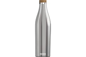 Sigg Meridian Cantimplora metálica (0.5 L / 0.7 L), Botella hermética Aislante, Botella de Acero Inoxidable y bambú para Bebidas frías y Calientes