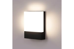 Lightsjoy Lámpara de Pared Exterior 18W Apliques de Pared Impermeable IP65 Lámpara de Pared LED, Adecuada para Balcones, Jardines, Balcones, Calles, Garajes, Negro (Blanco Neutro)