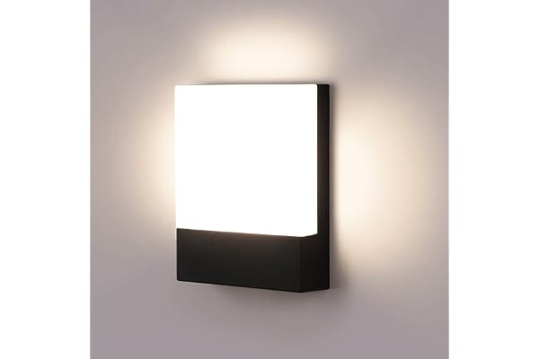 Lightsjoy Applique Murale Exterieur 18W Lampe Exterieur Murale Imperméable IP65 Luminaire Extérieur LED pour Balcon, Jardin, Rue, Garage, Noir (Blanc Neutre)