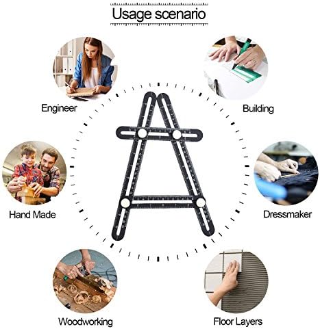 Angleizer Template Tool - Premium Aluminum Alloy Measuring Ruler – Multi Angle Measuring Tool – Upgraded Multi-function Measurements Instrument (Black)