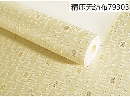BABYQUEEN Modern And Minimalist Chinese Small Grid Wallpaper Non-Woven Cloth Bedroom Living Room Study Corridor Background Wall Papers Classic Rice Yellow 0.53*10m