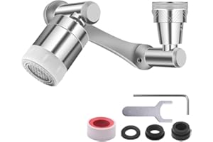 HEGEHE 1440° Rotate Faucet Aerator Universal, Dual Water Modes Kitchen Tap Spray Head, Bathroom Faucet Spray Aerator Mounted for Face Washing, Gargle and Eye Flush (Silver)