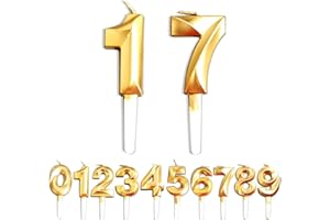 WLHGH Birthday Candles, 17th/71th/1th/7th Birthday Cake Candles, Cake Decoration for Birthday Party Wedding Anniversary Graduation Party Supplies (Gold, Number 1&7)