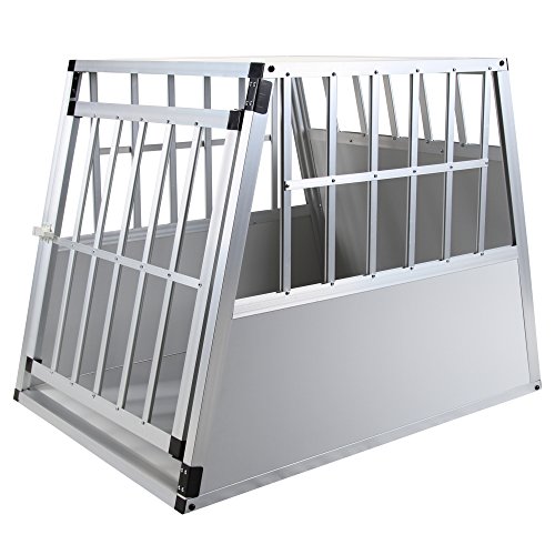 Jalano Hundetransportbox XL Auto Gitterbox große Hunde Alu Hundebox Kofferraum, Farbe:grau