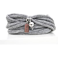 Armband Wickelarmband aus Stoff weich hellgrau oder in Wunschfarbe mit Charm / Anhänger Perle silber individuelle Geschenke Weihnachten