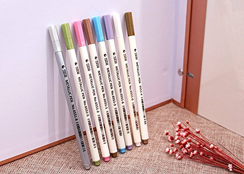 Metallic Marker Stifte, Satz von 10 Farben Metallischen Maker Pen für Fotoalbum Gästebuch Kartenherstellung, auf Oberfläche-Papier Glas Kunststoff Töpferei Stein Färbung Bücher, von WonderforU - 7