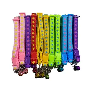 Mera Puppy Dogs and Cats Collar with Bells, Kitten Puppy Dog Kitty Collar with Cute Pattern Fast Release Buckle (Pack of 1)