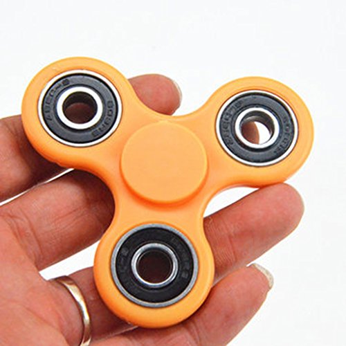 Children Fidget Hand Spinner EDC Attention Stress Relief Toys Fingers Gyro Development Gift (Orange black)