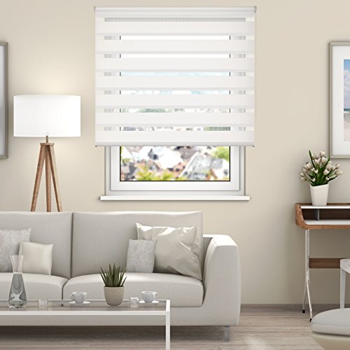 DESWIN Rollos – Doppelrollo – 130 x 160 cm WEISS – (KlemmFix Duorollo mit Metallkette, Klemmhaltern, Rollo-Magnete, Halter zum Schrauben) - 4