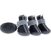 Paw Prints Dog Shoes - Anti-Slip Rubber Sole, Reflective, Zippered Paw Protector (Black, 3)