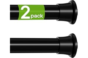 HAOYUNTE 2Pcs Tension Rod 58-120cm Extendable Curtain Poles Black Adjustable Tension Rods for Curtains Shower Curtain Pole No Drilling Spring Tension Rod for Window,Wardrobe and Bathroom