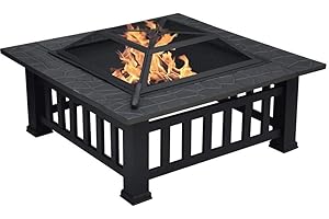 Homeology GEDI Multi-Functional Black Square Outdoor Garden & Patio Heater Fire Pit Brazier