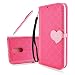 Produktbild Lenovo Moto G4 Hülle, Motorola Moto G4 Ledertasche, Ontseev® [Liebe Herzform Design] Niedlich Thin PU Leder Klapp Handy Hülle PU Leder Folio Magnetverschluss Brieftasche Schutz Handytasche Etui Bookstyle Case Weich Leder Hülle mit Ständerfunktion und Kartensteckplätze für Motorola Moto G4 - Rose