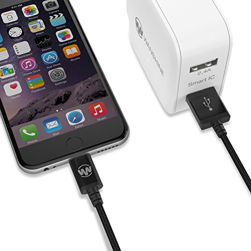Wanshine 1m iPhone Lightning Kabel Nylon USB Ladekabel, Lebenslange Garantieserie, [Apple MFi Zertifiziert] für iPhone 7, 7 Plus SE 5s 5c 5 6s 6 / 6 Plus, 6s Plus, iPad Pro, Air 2 und weitere (schwarz) - 2