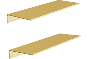 HNVNER Étagère Murale Lot de 2, Rangement en Or Brossé Etageres Douche, en Métal, pour Décoration Murale, Flottante pour Salon, Chambre, Salle de Bain, Cuisine (40 x 12.5 CM)