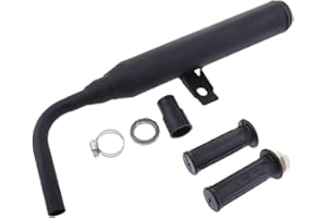 Almencla Métal 40mm Moto Racing Silencieux D'échappement Silencieux Tuyau + Guidon Grips 7/8-inch 22mm pour Yamaha PW50 PW 50 (Noir)