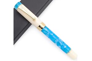 CZXWYST Jinhao Century Tofu 100 18KGP - Penna stilografica in resina placcata oro, colore: blu cielo e bianco, pennino medio)