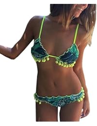 Bikinis Mujer Conjuntos Traje de Baño Bikini Set 2 Pieces Push-up Acolchado Bra Beachwear Borlas Monokini