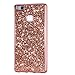Produktbild KSHOP Hülle für Huawei p9 lite, Weiche Silikon TPU Rose Gold Glänzend Glitzer Bling Shining Luxus Schutzhülle Case Cover Taschen Schale Etui Handy Zurück mit Überzug Plating Farbig Rahmen Rose