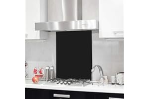 BELOFAY 60x70cm Black Tempered Glass Splashback for Kitchen, 6mm Toughened Glass Heat Resistant Splashbacks for Cookers