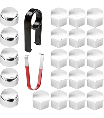 20xTappi A Vite Ruota Set Universale,Ruota Copridadi Per Pneumatici,Copridadi Tappi A Vite In Plastica Copribulloni Per Pneumatici,Decorazione Esterna A Prova Di Polvere Con Estrattore (argento-17mm