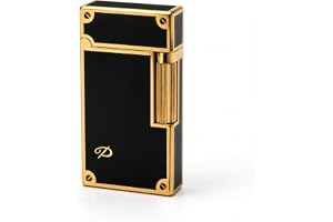 Lyxtändare svart och guld påfyllningsbar – elegant metalltändare klassisk design med gyllene skruvar – stentändning – present