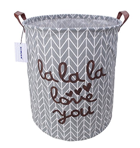 Kimjun Faltbare Haushalt Baumwolle Leinen Runde Waschekorb Hamper Kinder Spielzeug Veranstalter Aufbewahrungskorb Aufbewahrungstasche (Grau)