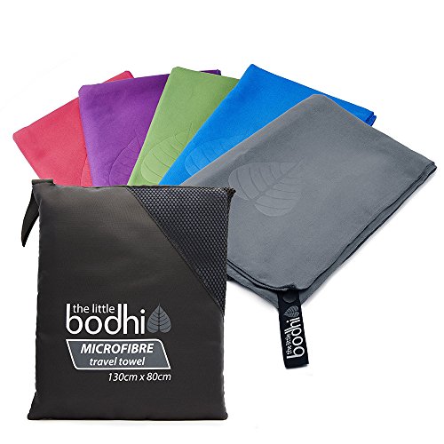 The Little Bodhi - Serviette (microfibre, 130 x 80 cm, avec housse), gris