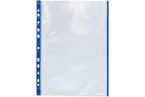GRAFOPLÁS Grafoplas 5501130 Pochettes en polypropylène avec indicateur de couleur Bleu A4